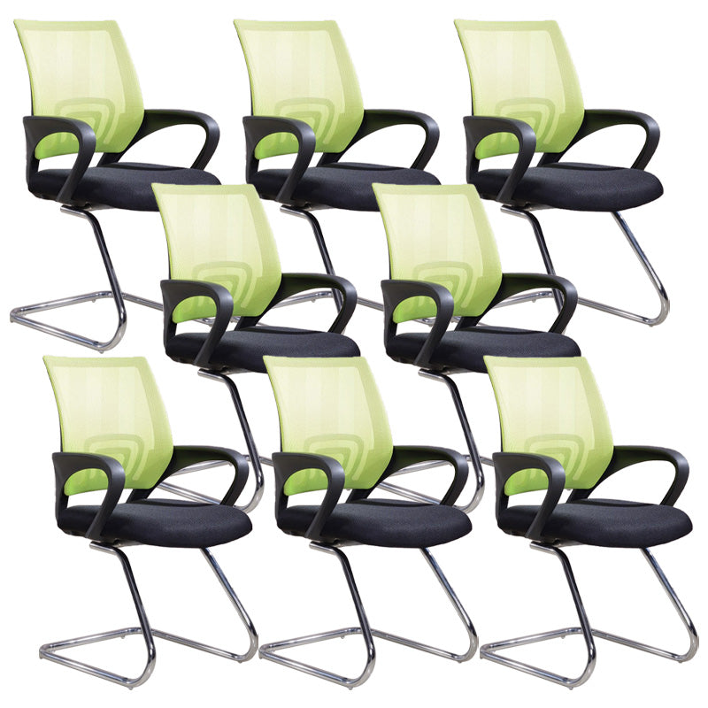 Modern Fixed Arms Conference Chair Mesh-back Chair for Office Green 8 Piece Set Casters Not Included Clearhalo 'furn' 'furn_office_chair' 'Furniture' 'Office Chairs' 'Office Furniture' 'office_chair' 6459966