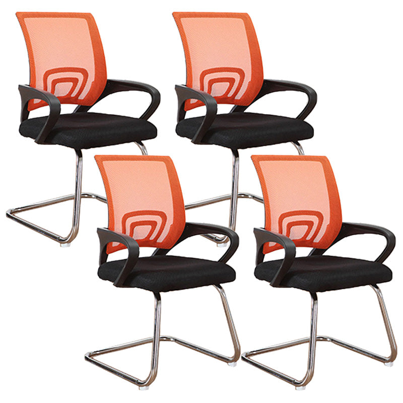 Modern Fixed Arms Conference Chair Mesh-back Chair for Office Orange 4 Piece Set Casters Not Included Clearhalo 'furn' 'furn_office_chair' 'Furniture' 'Office Chairs' 'Office Furniture' 'office_chair' 6459968
