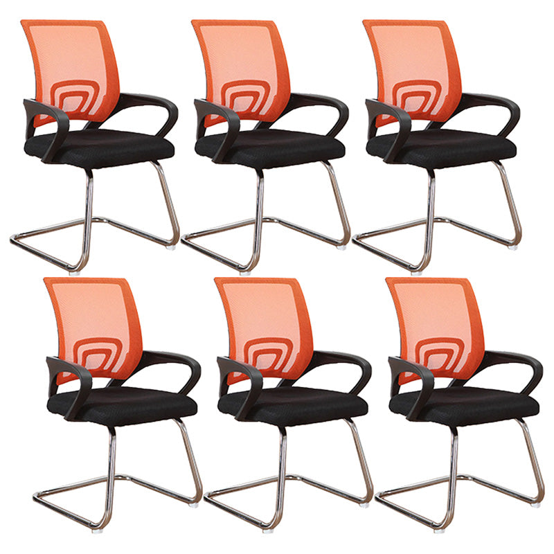 Modern Fixed Arms Conference Chair Mesh-back Chair for Office Orange 6 Piece Set Casters Not Included Clearhalo 'furn' 'furn_office_chair' 'Furniture' 'Office Chairs' 'Office Furniture' 'office_chair' 6459969