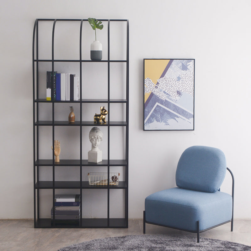 Industrial Metal Bookcase Etagere 5 Shelves Open Back Bookshelf