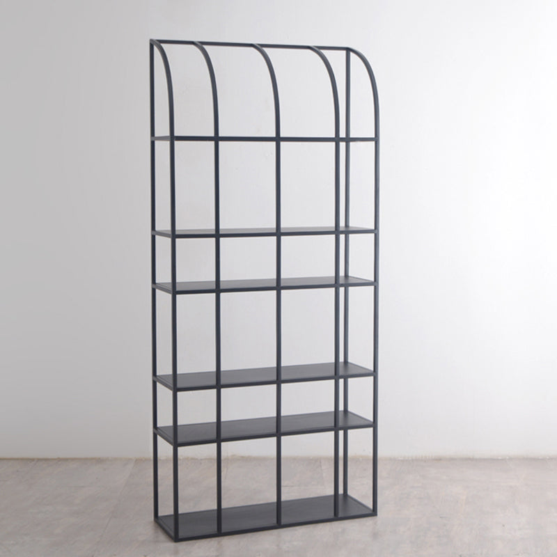 Industrial Metal Bookcase Etagere 5 Shelves Open Back Bookshelf