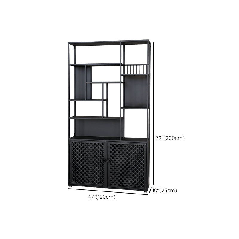 78.74" H Industrial Black Shelf Bookcase Etagere Metal Bookshelf