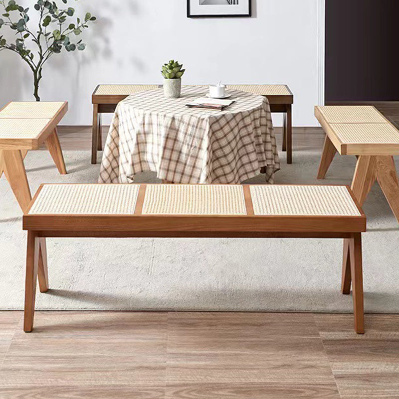 14.82-inch Width Solid Wood Bench Tropical Rectangle Seating Bench Clearhalo 'Benches' 'Chairs & Seating' 'furn' 'furn_benches' 'Furniture' 'Living Room Furniture' 6460214