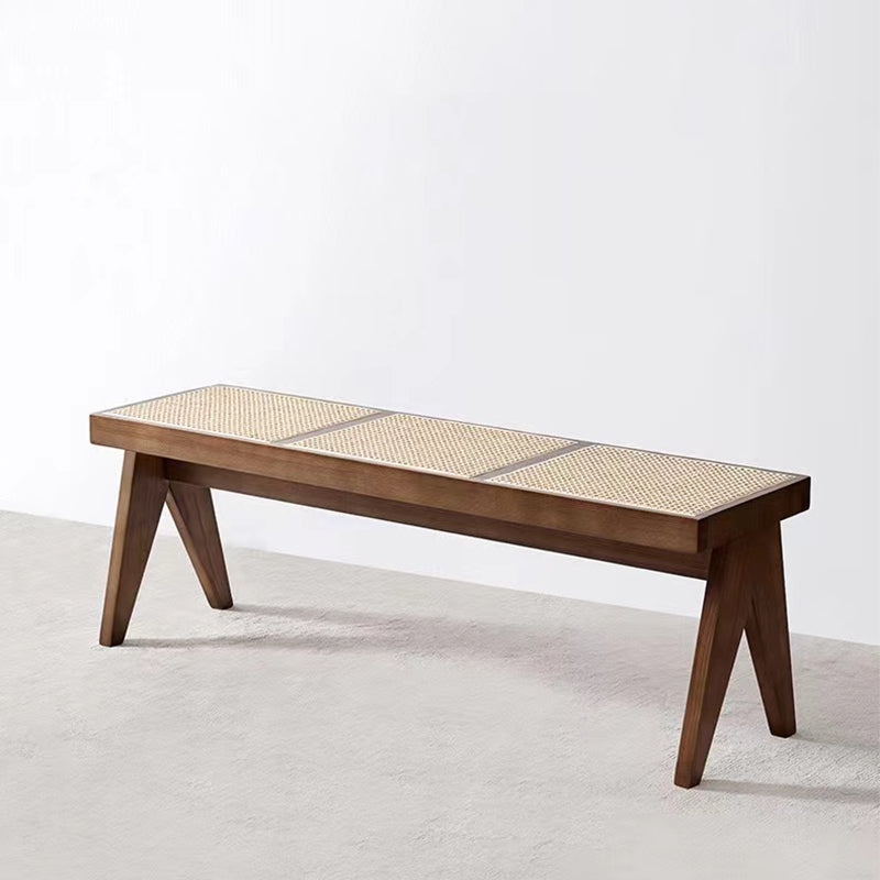 14.82-inch Width Solid Wood Bench Tropical Rectangle Seating Bench Nut-Brown Clearhalo 'Benches' 'Chairs & Seating' 'furn' 'furn_benches' 'Furniture' 'Living Room Furniture' 6460215