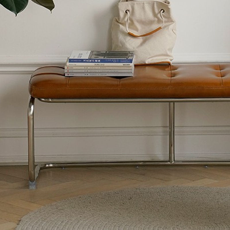 Mid-Century Modern Upholstered Bench Rectangle Bedroom Seating Bench in Brown with Legs Clearhalo 'Benches' 'Chairs & Seating' 'furn' 'furn_benches' 'Furniture' 'Living Room Furniture' 6460244