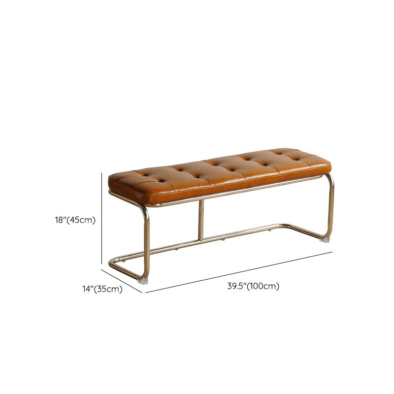 Mid-Century Modern Upholstered Bench Rectangle Bedroom Seating Bench in Brown with Legs Clearhalo 'Benches' 'Chairs & Seating' 'furn' 'furn_benches' 'Furniture' 'Living Room Furniture' 6460246
