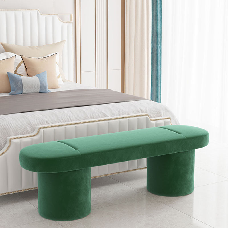 Contemporary Upholstered Bench Oval 17.7" Height Bedroom Bench with Legs Green Clearhalo 'Benches' 'Chairs & Seating' 'furn' 'furn_benches' 'Furniture' 'Living Room Furniture' 6460251