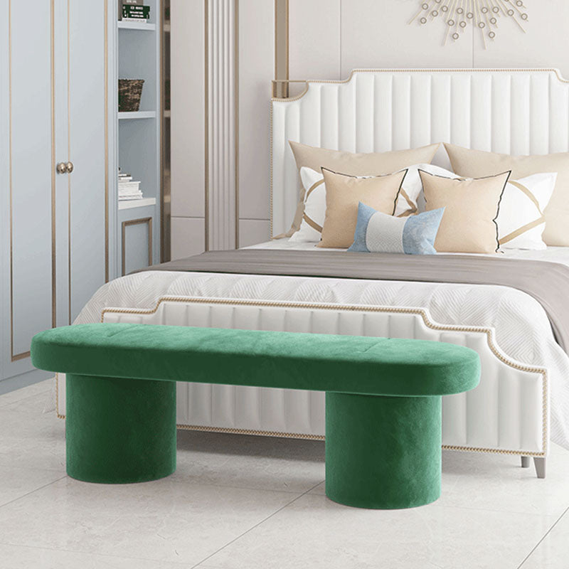 Contemporary Upholstered Bench Oval 17.7" Height Bedroom Bench with Legs Clearhalo 'Benches' 'Chairs & Seating' 'furn' 'furn_benches' 'Furniture' 'Living Room Furniture' 6460255
