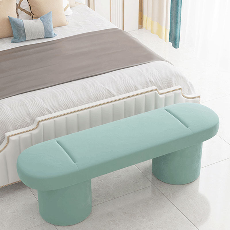 Contemporary Upholstered Bench Oval 17.7" Height Bedroom Bench with Legs Blue Clearhalo 'Benches' 'Chairs & Seating' 'furn' 'furn_benches' 'Furniture' 'Living Room Furniture' 6460256