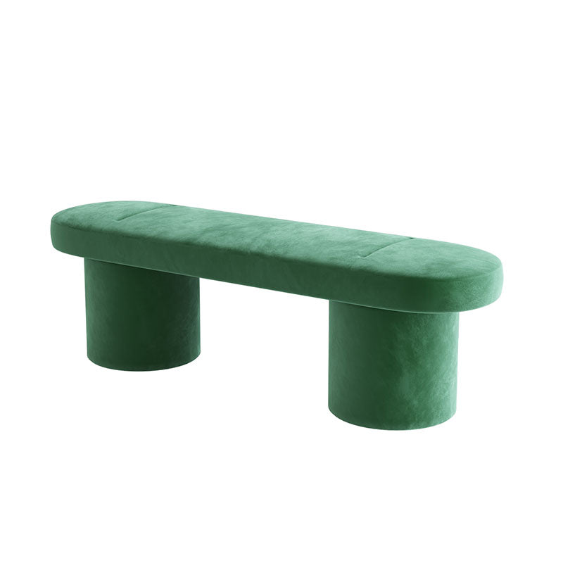 Contemporary Upholstered Bench Oval 17.7" Height Bedroom Bench with Legs Clearhalo 'Benches' 'Chairs & Seating' 'furn' 'furn_benches' 'Furniture' 'Living Room Furniture' 6460264