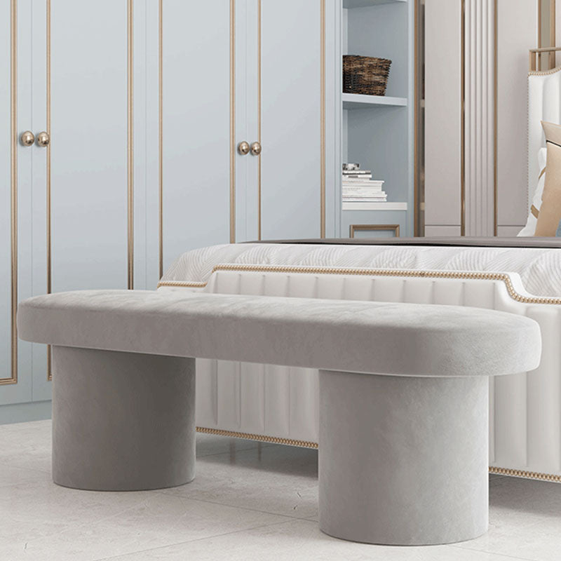 Contemporary Upholstered Bench Oval 17.7" Height Bedroom Bench with Legs Clearhalo 'Benches' 'Chairs & Seating' 'furn' 'furn_benches' 'Furniture' 'Living Room Furniture' 6460266