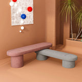 Contemporary Upholstered Bench Oval 17.7" Height Bedroom Bench with Legs Clearhalo 'Benches' 'Chairs & Seating' 'furn' 'furn_benches' 'Furniture' 'Living Room Furniture' 6460267