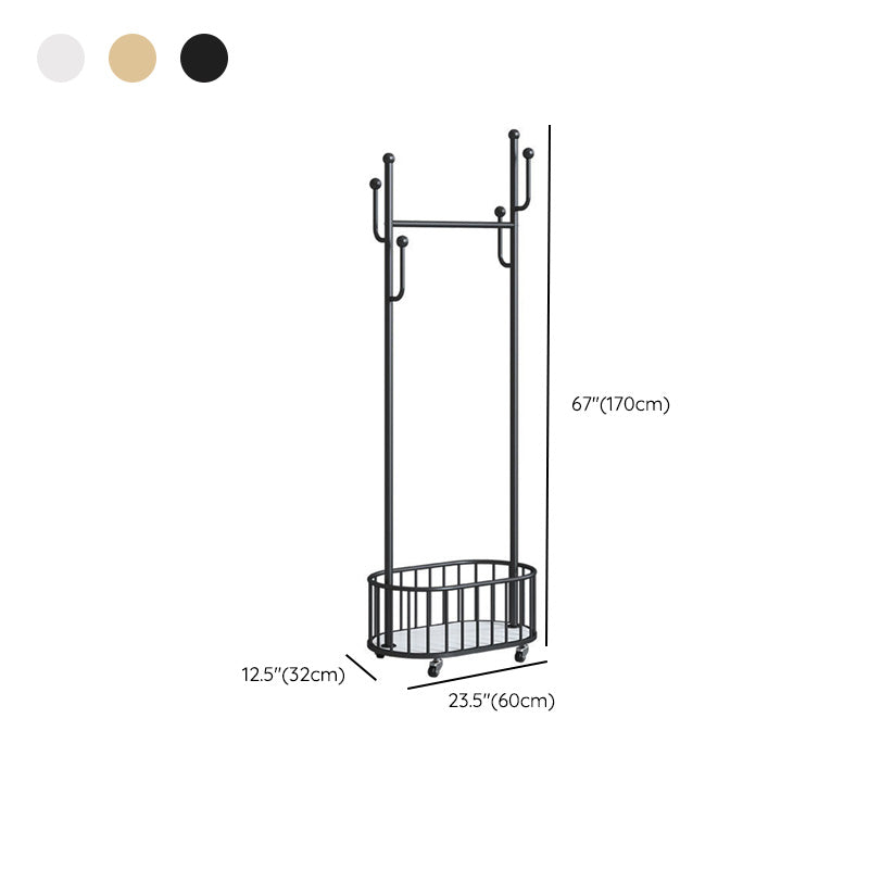 Modern Coat Rack Free Standing Hooks Design Metallic Coat Hanger with Universal Wheel Clearhalo 'Entry & Mudroom Furniture' 'furn' 'furn_hall_tree_coat_racks' 'Furniture' 'Hall Trees & Coat Racks' 'hall_tree_coat_racks' 6460372
