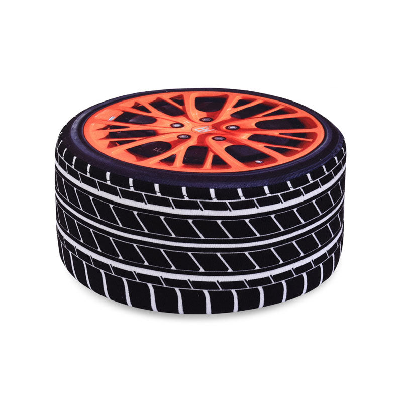 Round Pouf Upholstered Scratch Resistant Contemporary Fruit Printed Fabric Footstool 11"L x 11"W x 5.9"H Black 1 Piece Clearhalo 'furn' 'furn_ottomans_poufs' 'Furniture' 'Living Room Furniture' 'Ottomans & Poufs' 'ottomans_poufs' 6460449