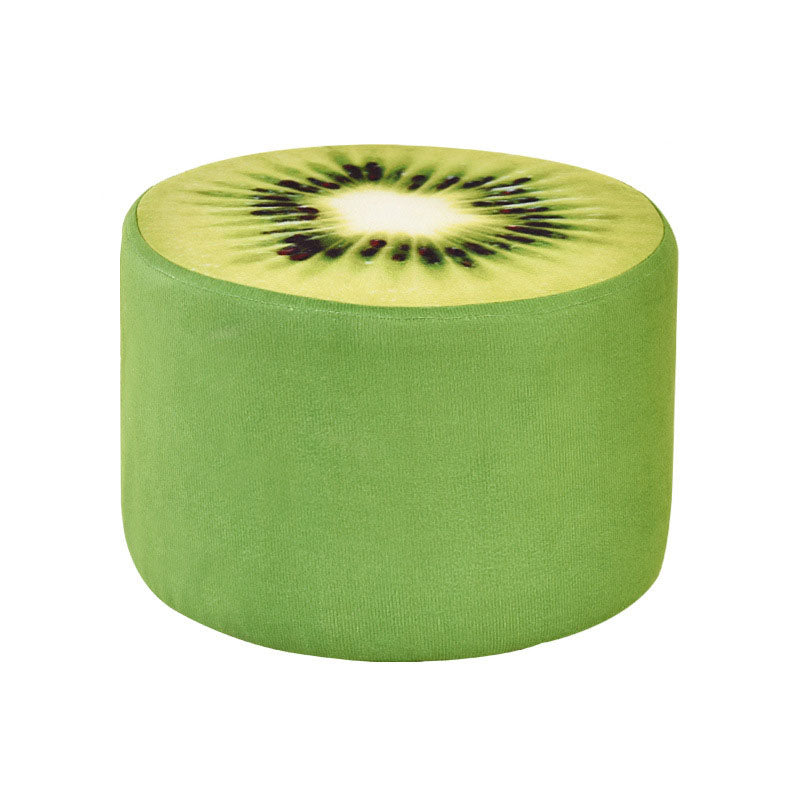 Round Pouf Upholstered Scratch Resistant Contemporary Fruit Printed Fabric Footstool 11"L x 11"W x 8"H Green 1 Piece Clearhalo 'furn' 'furn_ottomans_poufs' 'Furniture' 'Living Room Furniture' 'Ottomans & Poufs' 'ottomans_poufs' 6460456