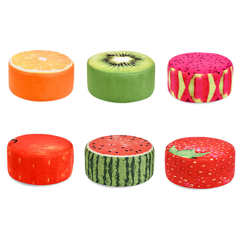 Round Pouf Upholstered Scratch Resistant Contemporary Fruit Printed Fabric Footstool Clearhalo 'furn' 'furn_ottomans_poufs' 'Furniture' 'Living Room Furniture' 'Ottomans & Poufs' 'ottomans_poufs' 6460470