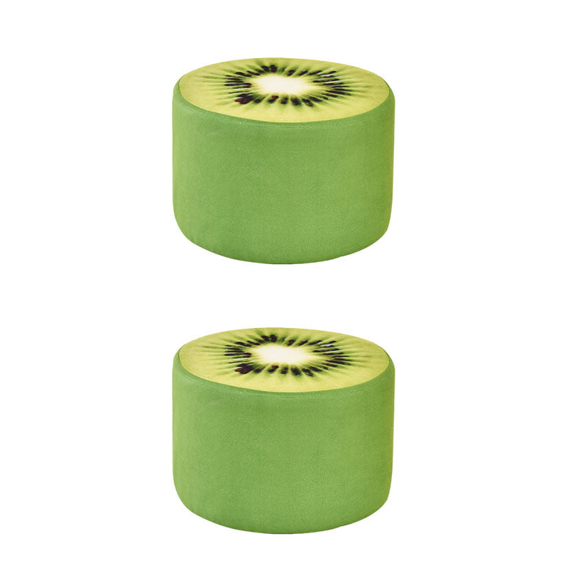 Round Pouf Upholstered Scratch Resistant Contemporary Fruit Printed Fabric Footstool 11"L x 11"W x 8"H Green 2 Piece Set Clearhalo 'furn' 'furn_ottomans_poufs' 'Furniture' 'Living Room Furniture' 'Ottomans & Poufs' 'ottomans_poufs' 6460488