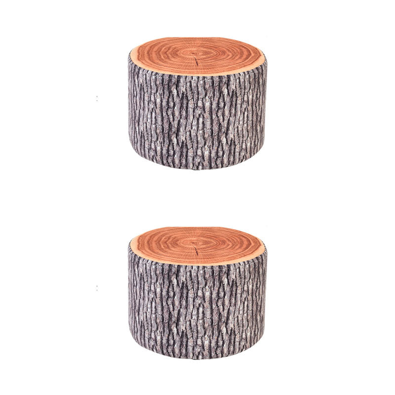 Round Pouf Upholstered Scratch Resistant Contemporary Fruit Printed Fabric Footstool 11"L x 11"W x 8"H Brown 2 Piece Set Clearhalo 'furn' 'furn_ottomans_poufs' 'Furniture' 'Living Room Furniture' 'Ottomans & Poufs' 'ottomans_poufs' 6460492