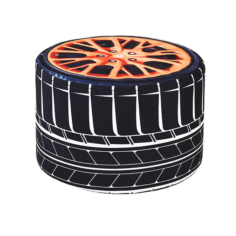 Round Pouf Upholstered Scratch Resistant Contemporary Fruit Printed Fabric Footstool 11"L x 11"W x 8"H Black 1 Piece Clearhalo 'furn' 'furn_ottomans_poufs' 'Furniture' 'Living Room Furniture' 'Ottomans & Poufs' 'ottomans_poufs' 6460500