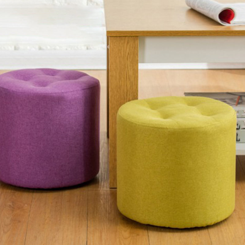Contemporary Pouf Ottoman Fabric Upholstered Tufted Solid Color Cylinder Shape Ottoman Clearhalo 'furn' 'furn_ottomans_poufs' 'Furniture' 'Living Room Furniture' 'Ottomans & Poufs' 'ottomans_poufs' 6460522