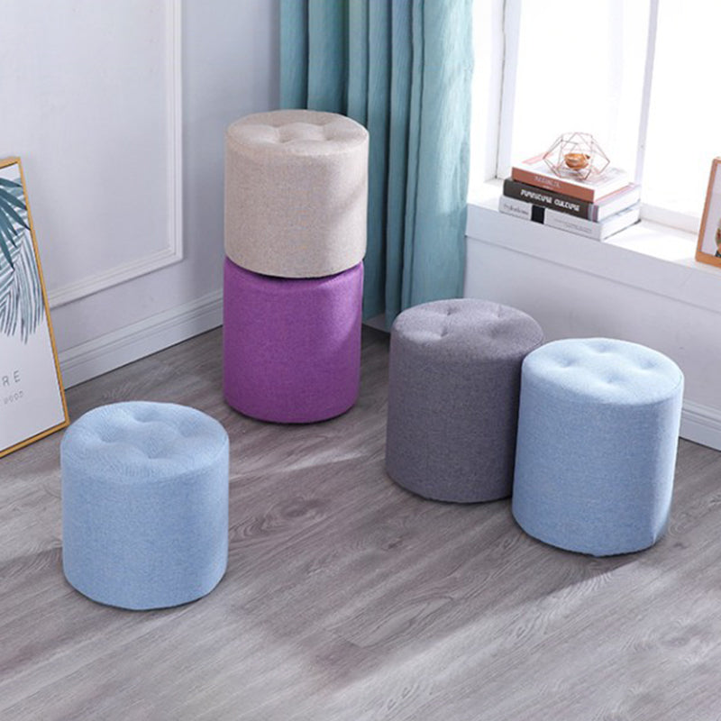 Contemporary Pouf Ottoman Fabric Upholstered Tufted Solid Color Cylinder Shape Ottoman Clearhalo 'furn' 'furn_ottomans_poufs' 'Furniture' 'Living Room Furniture' 'Ottomans & Poufs' 'ottomans_poufs' 6460530