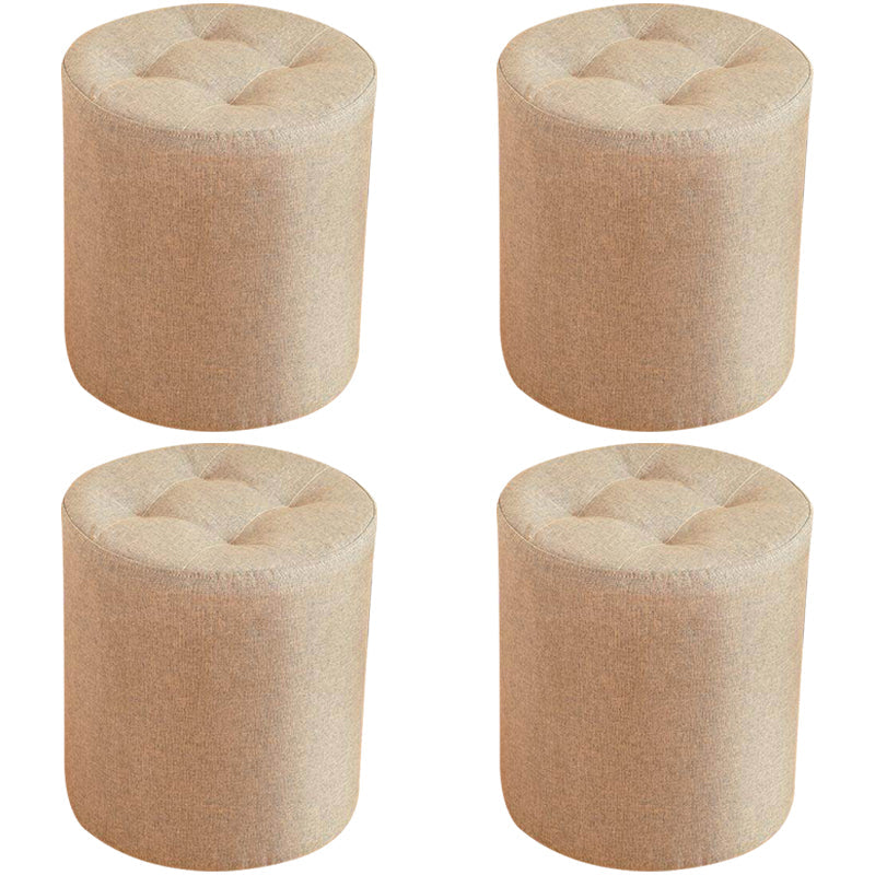 Contemporary Pouf Ottoman Fabric Upholstered Tufted Solid Color Cylinder Shape Ottoman 13"L x 13"W x 14"H Beige 4 Piece Set Clearhalo 'furn' 'furn_ottomans_poufs' 'Furniture' 'Living Room Furniture' 'Ottomans & Poufs' 'ottomans_poufs' 6460535