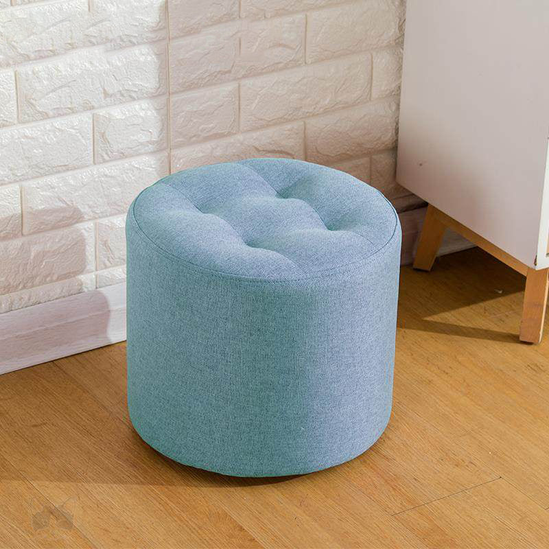 Contemporary Pouf Ottoman Fabric Upholstered Tufted Solid Color Cylinder Shape Ottoman 13"L x 13"W x 11"H Blue 1 Piece Clearhalo 'furn' 'furn_ottomans_poufs' 'Furniture' 'Living Room Furniture' 'Ottomans & Poufs' 'ottomans_poufs' 6460542