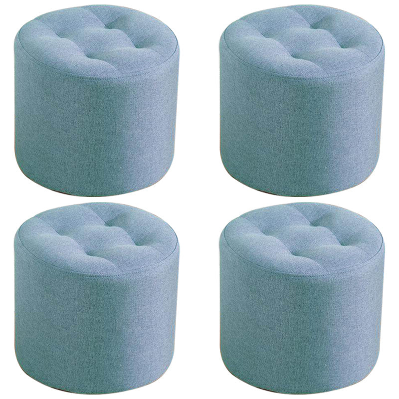 Contemporary Pouf Ottoman Fabric Upholstered Tufted Solid Color Cylinder Shape Ottoman 13"L x 13"W x 11"H Blue 4 Piece Set Clearhalo 'furn' 'furn_ottomans_poufs' 'Furniture' 'Living Room Furniture' 'Ottomans & Poufs' 'ottomans_poufs' 6460544