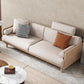 Contemporary Sofa with Loose Back and Pillows in Linen and Solid Wood