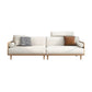 Contemporary Sofa with Loose Back and Pillows in Linen and Solid Wood