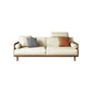 Contemporary Sofa with Loose Back and Pillows in Linen and Solid Wood