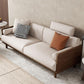 Contemporary Sofa with Loose Back and Pillows in Linen and Solid Wood