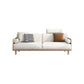 Contemporary Sofa with Loose Back and Pillows in Linen and Solid Wood