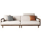 Contemporary Sofa with Loose Back and Pillows in Linen and Solid Wood