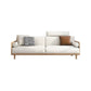 Contemporary Sofa with Loose Back and Pillows in Linen and Solid Wood