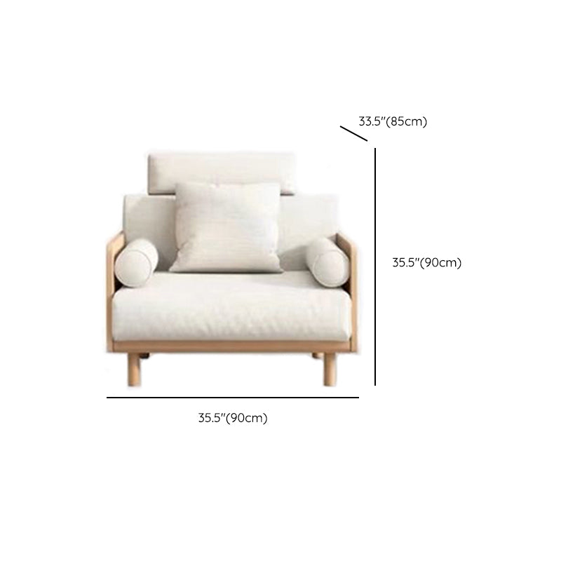Contemporary Sofa with Loose Back and Pillows in Linen and Solid Wood