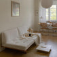 31.49" High Linen Sofa White Armless Sofa with Cushions for Living Room