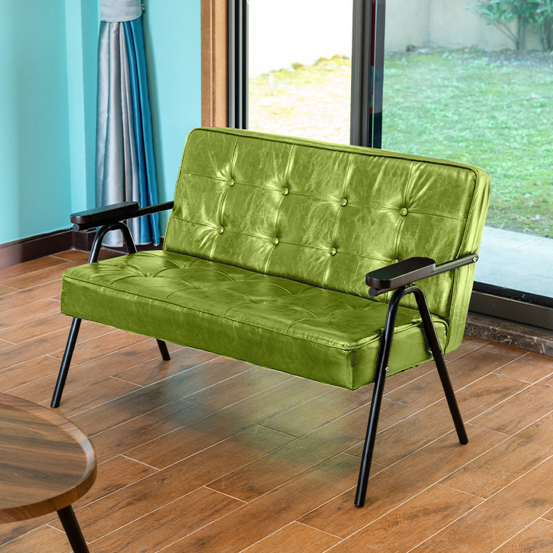 Sofá de brazo empotrado de sofá de cuero de 27.95 "con mechones con mechones posteriores