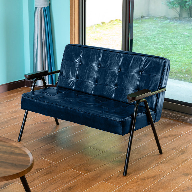 Sofá de brazo empotrado de sofá de cuero de 27.95 "con mechones con mechones posteriores