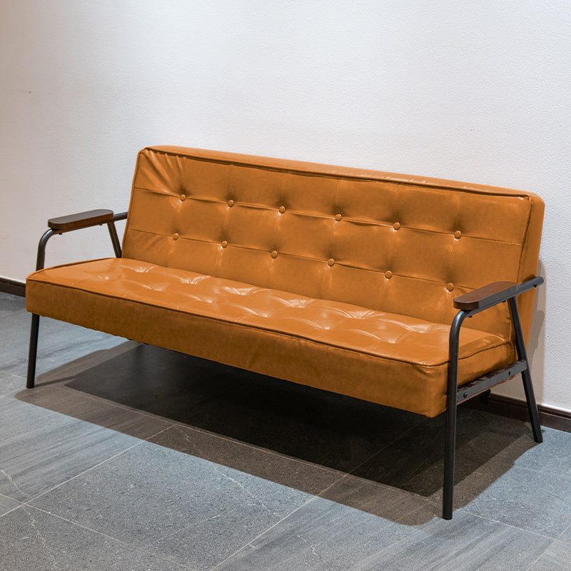 Sofá de brazo empotrado de sofá de cuero de 27.95 "con mechones con mechones posteriores