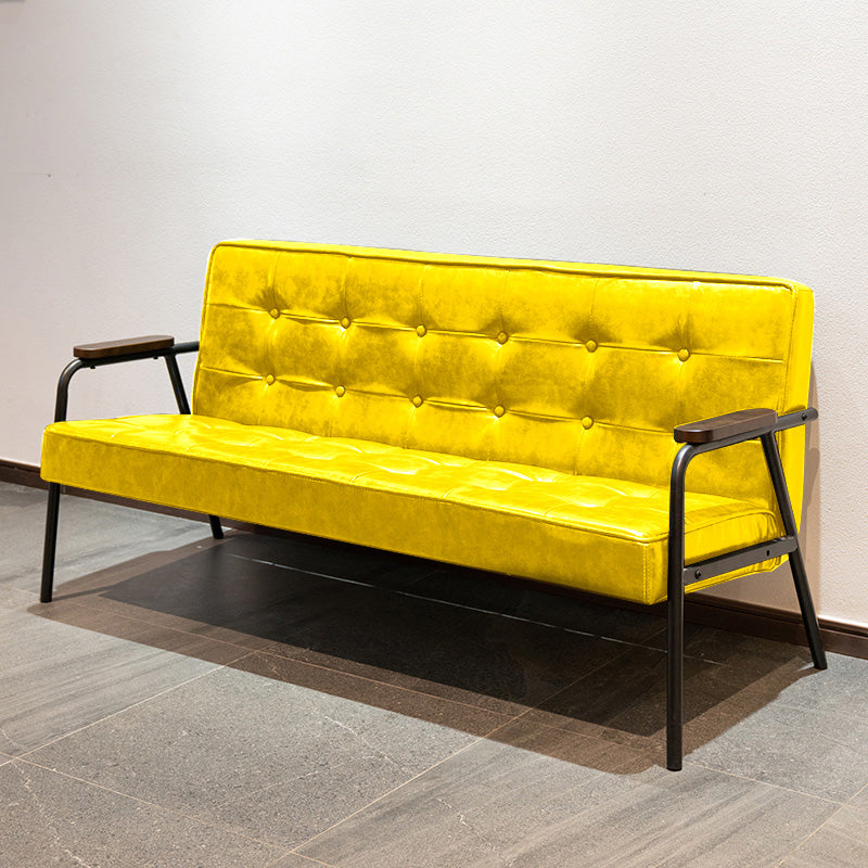 Sofá de brazo empotrado de sofá de cuero de 27.95 "con mechones con mechones posteriores