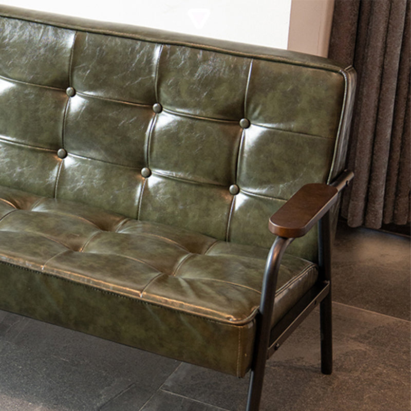 Sofá de brazo empotrado de sofá de cuero de 27.95 "con mechones con mechones posteriores