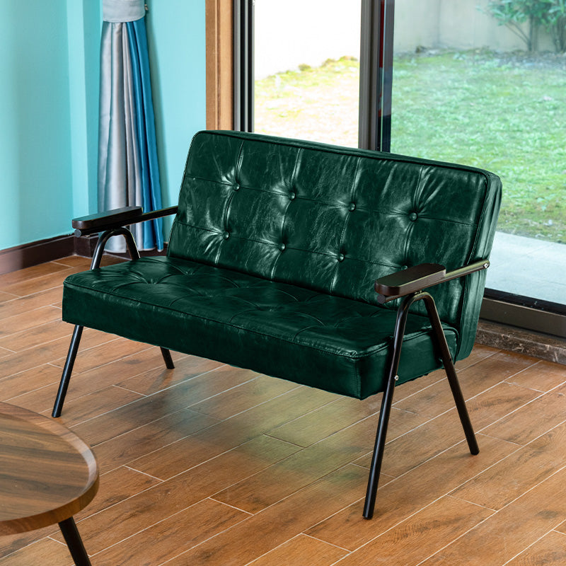 Sofá de brazo empotrado de sofá de cuero de 27.95 "con mechones con mechones posteriores