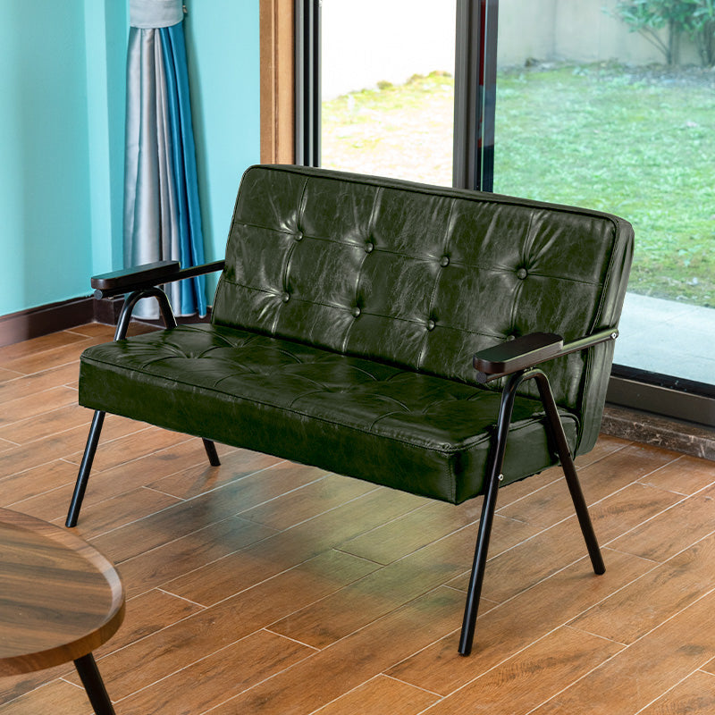 Sofá de brazo empotrado de sofá de cuero de 27.95 "con mechones con mechones posteriores