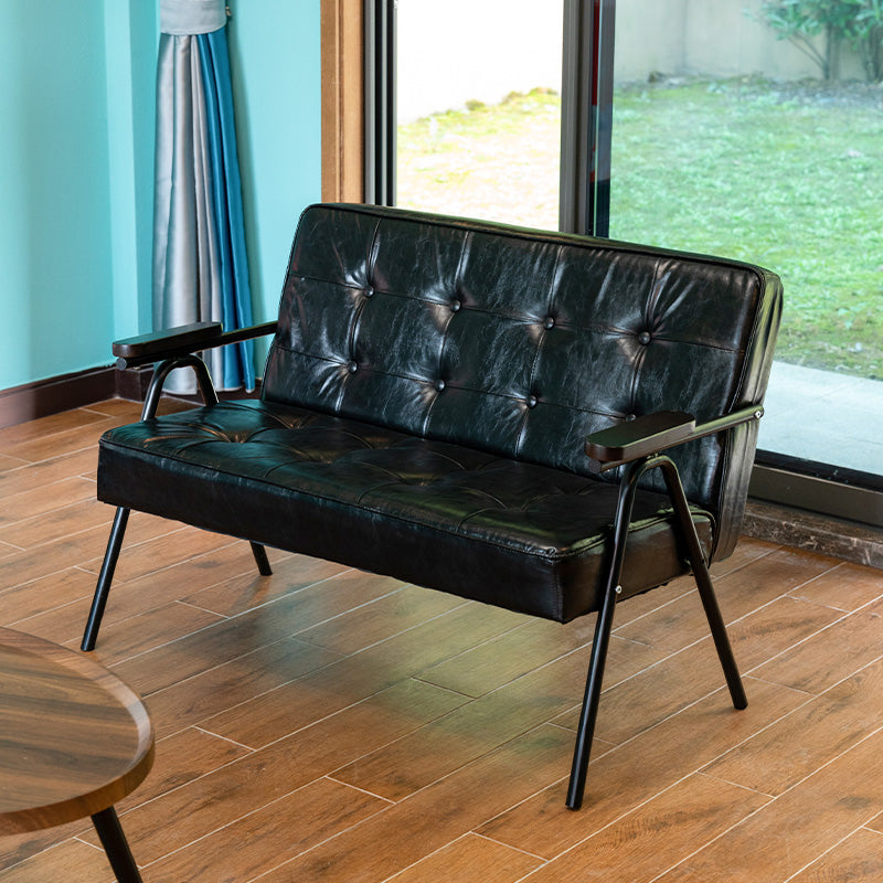 Sofá de brazo empotrado de sofá de cuero de 27.95 "con mechones con mechones posteriores