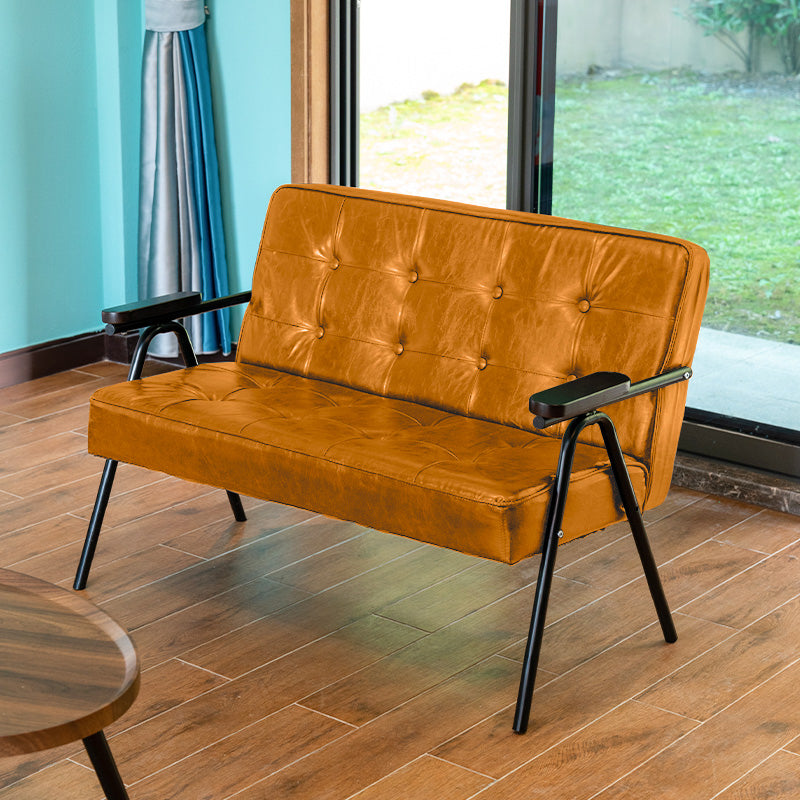 Sofá de brazo empotrado de sofá de cuero de 27.95 "con mechones con mechones posteriores