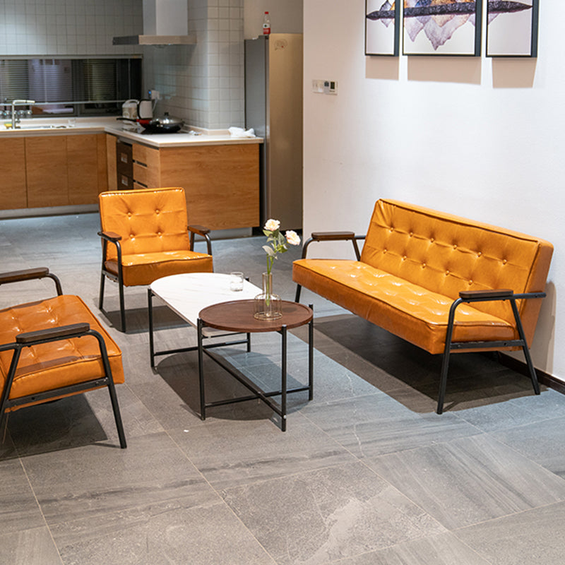 Sofá de brazo empotrado de sofá de cuero de 27.95 "con mechones con mechones posteriores