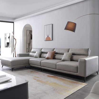 Sala de estar industrial Setente Faux Faux Leather Square Cushions Sofá