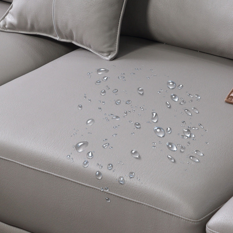 Sala de estar industrial Setente Faux Faux Leather Square Cushions Sofá