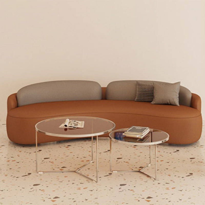 Stain Resistant Curved Loveseat Faux Leather No Distressing Tight Seat Sofa Clearhalo 'furn' 'furn_sofas' 'Furniture' 'Living Room Furniture' 'Sofa' 'sofas' 6461430